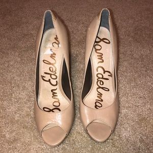 Nude Sam Edelman Snake Skin Detailed Heels